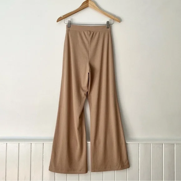 Zara Tan Knit High Waisted Wide Leg Trousers Size S - Picture 6 of 11